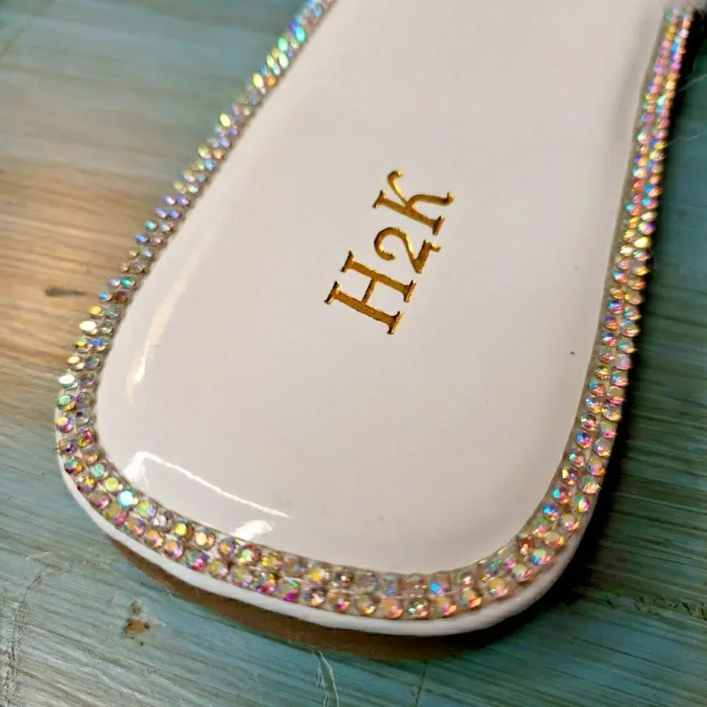 Faux Fur Rhinestone Slides Sandals Slippers Wedding Fuzzy Bling Cute Women Sz 10 - Picture 6 of 16